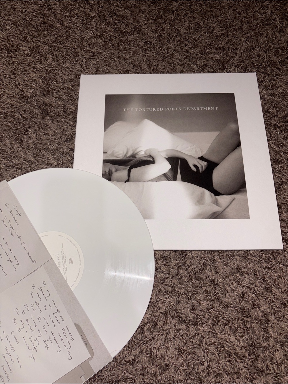 White Vinyl Record - The Tortured Poets Department Cover